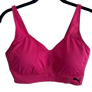 PUMA Pink Convertible Sports Bra V-Neck U-Back/Crossback Removable Cups L